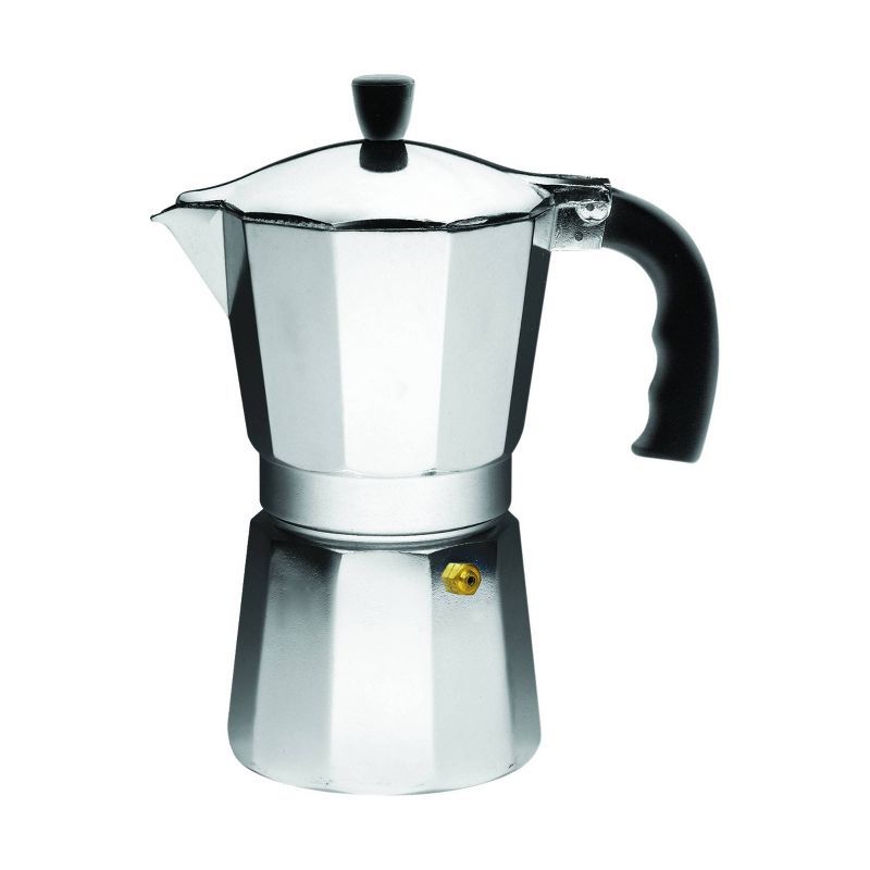 Compact Silver Aluminum 3-Cup Stovetop Espresso Maker