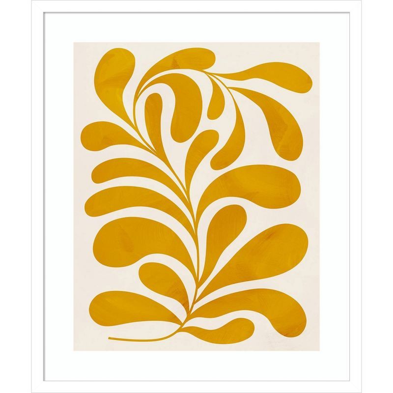 Goldenrod II 21" x 25" Cream and Yellow Canvas Print with Wood Frame