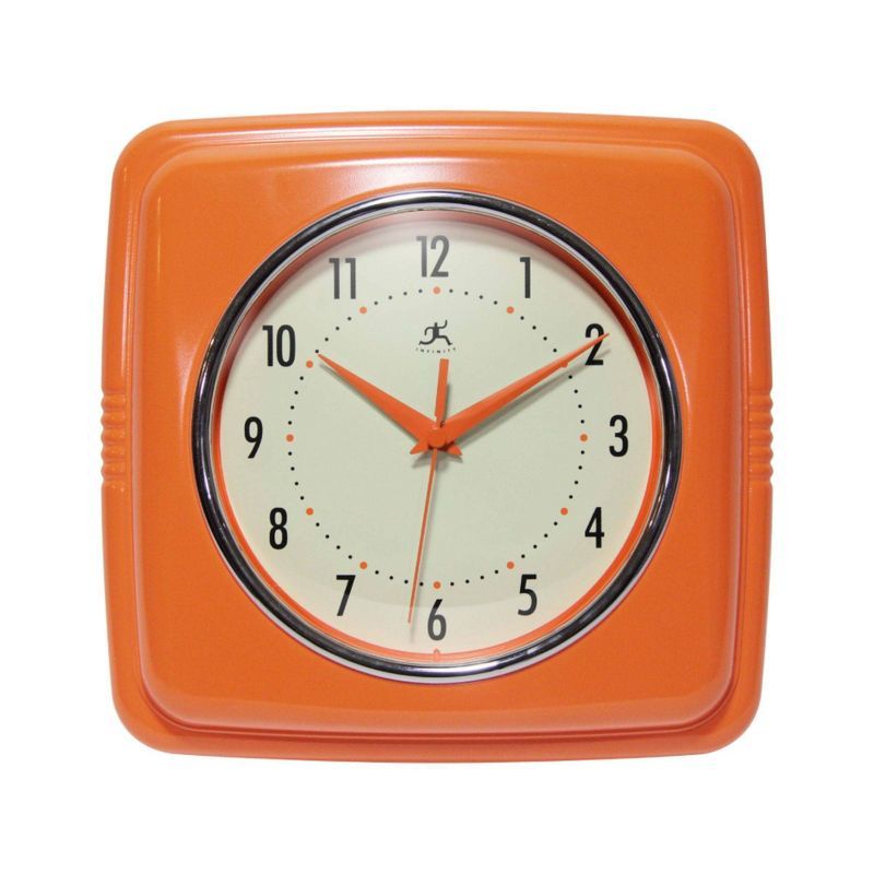 Retro Orange Square 9.5" Silent Quartz Wall Clock