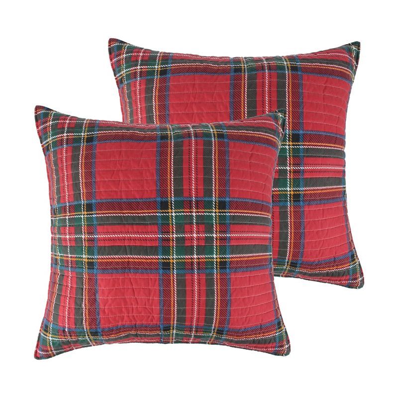 Spencer Red Plaid Cotton Euro Shams Set of 2