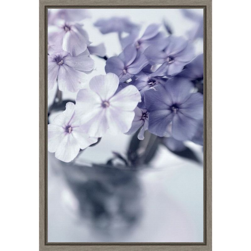 Violet Hydrangea Closeup Canvas Print with Gray Frame