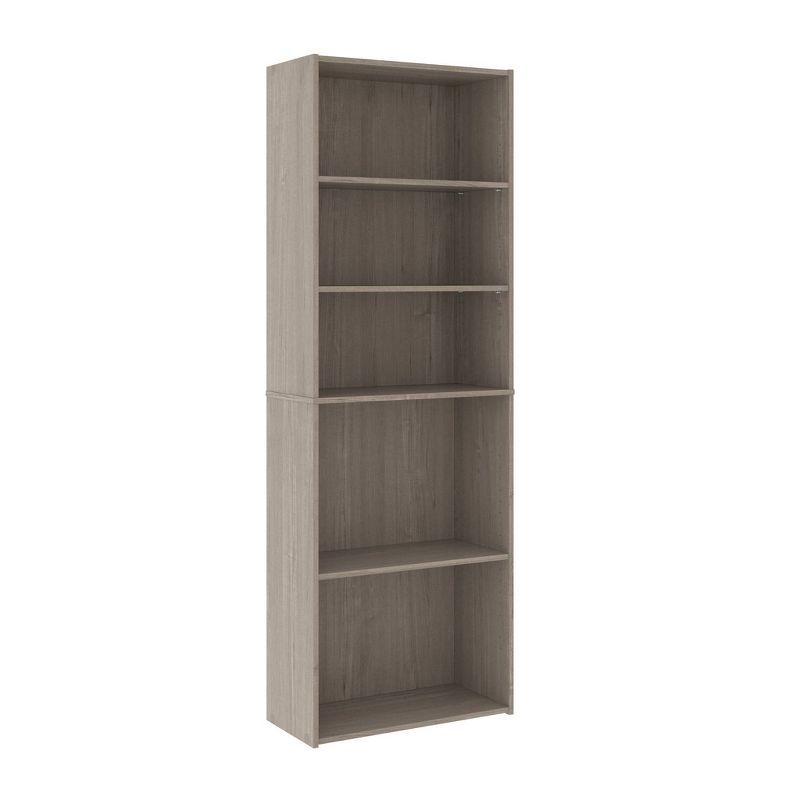 Silver Sycamore Tall Adjustable 5-Shelf Wood Bookcase