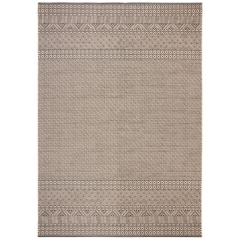 Black and Beige 8' x 11' Stain-Resistant Synthetic Area Rug