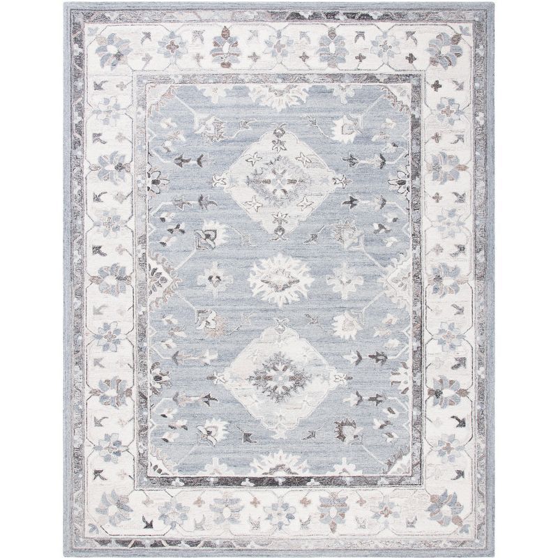 Handmade Gray Wool Tufted Rug 8' x 10' with Non-slip Easy Care