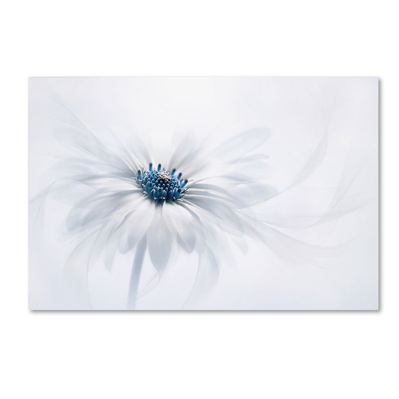 Serenity White and Blue Flower Canvas Wall Art, 16" x 24"