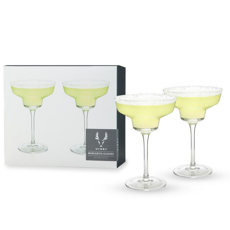 Viski Raye 12 oz Clear Crystal Margarita Glasses Set of 2