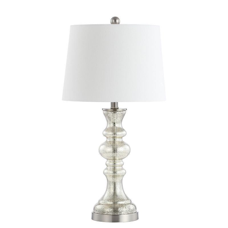 Elegant Silver Mercury Glass 27" Table Lamp with Ivory Cotton Shade