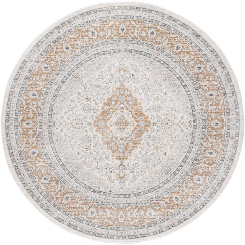 Isabella Round Cream Beige Synthetic Hand-Knotted Area Rug