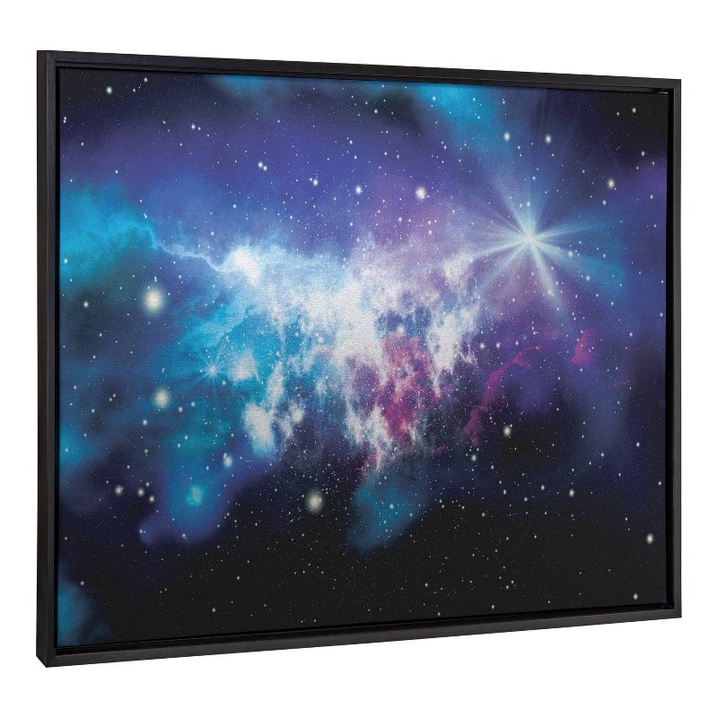 Sylvie Black Framed Space Galaxy Landscape Metallic Canvas Art 28x38