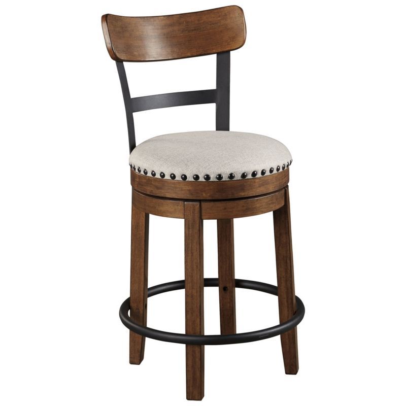 Rustic Industrial 37" Brown Wood and Metal Swivel Barstool