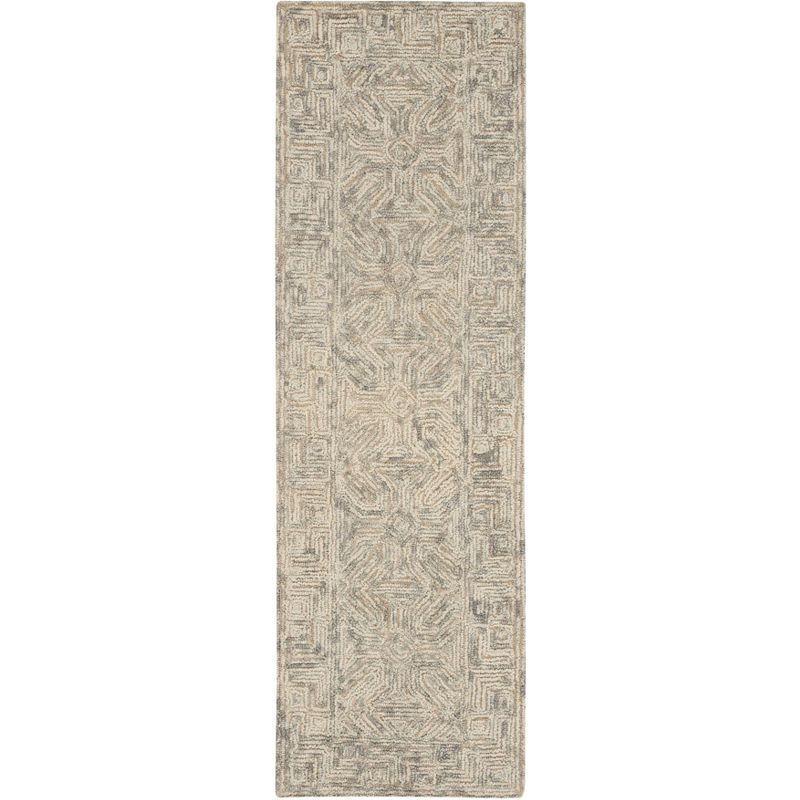 Handmade Tufted Wool Beige/Grey Area Rug 2'3" x 7'6"