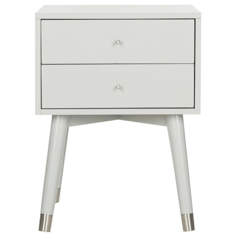 Lyla Grey and Silver 2-Drawer Retro Nightstand