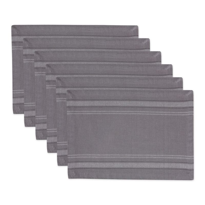 Gray Cotton Chambray French Stripe Placemats Set of 6