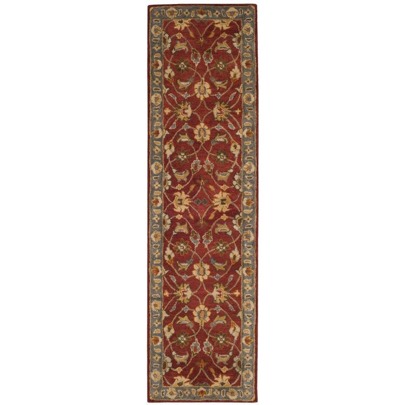 Heritage Red and Blue Hand-Tufted Wool Runner Rug