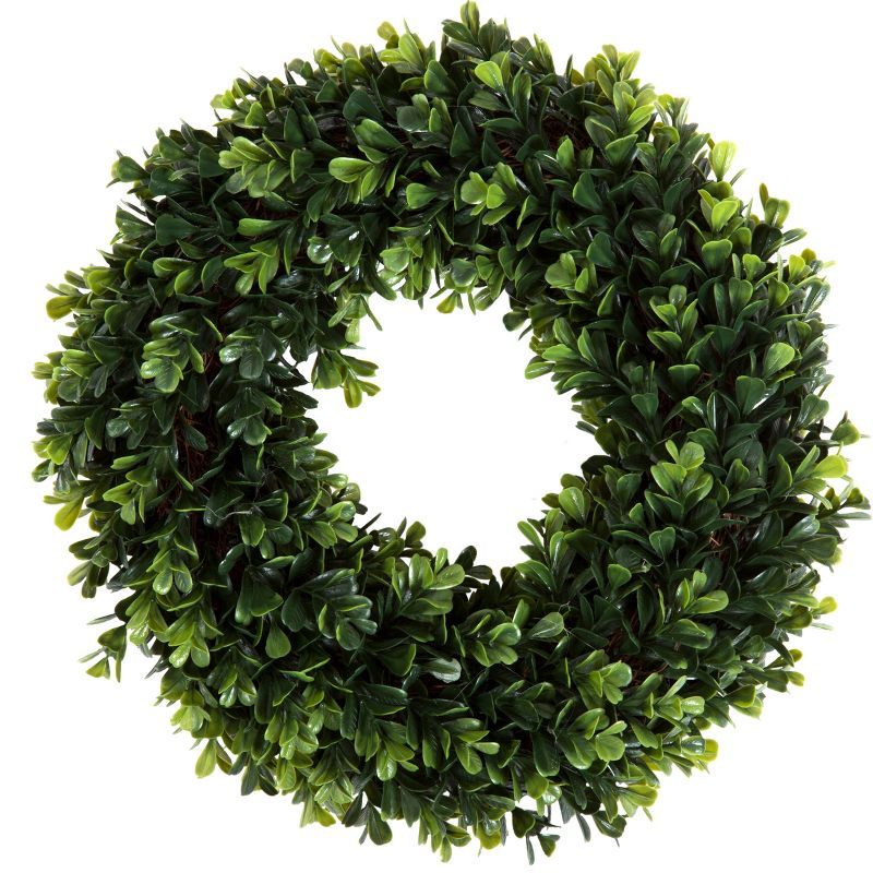 Nature Spring 13.7-Inch UV-Resistant Artificial Boxwood Wreath