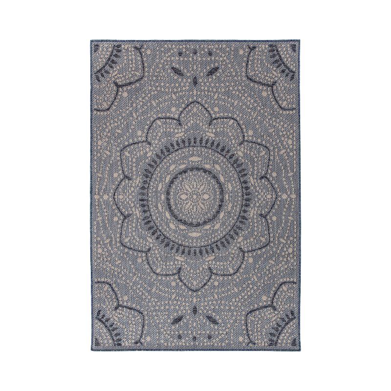 Bohemian Bliss Blue Flat Woven 5' x 7' Indoor/Outdoor Rug