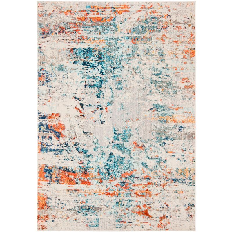 Madison Blue and Orange Flat Woven Synthetic Area Rug