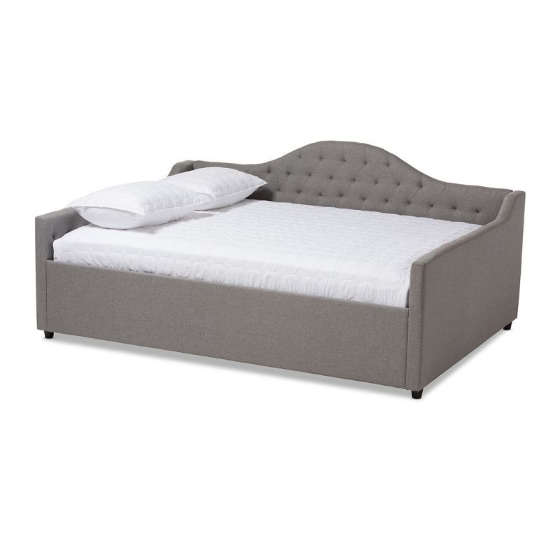 Eliza Queen Gray Upholstered Wood Frame Daybed with Tufted Headboard