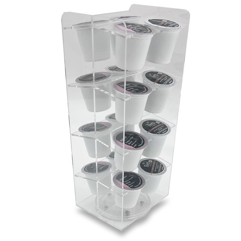 Clear Acrylic Rotating Coffee Pod Carousel Holder for 16 K-Cups