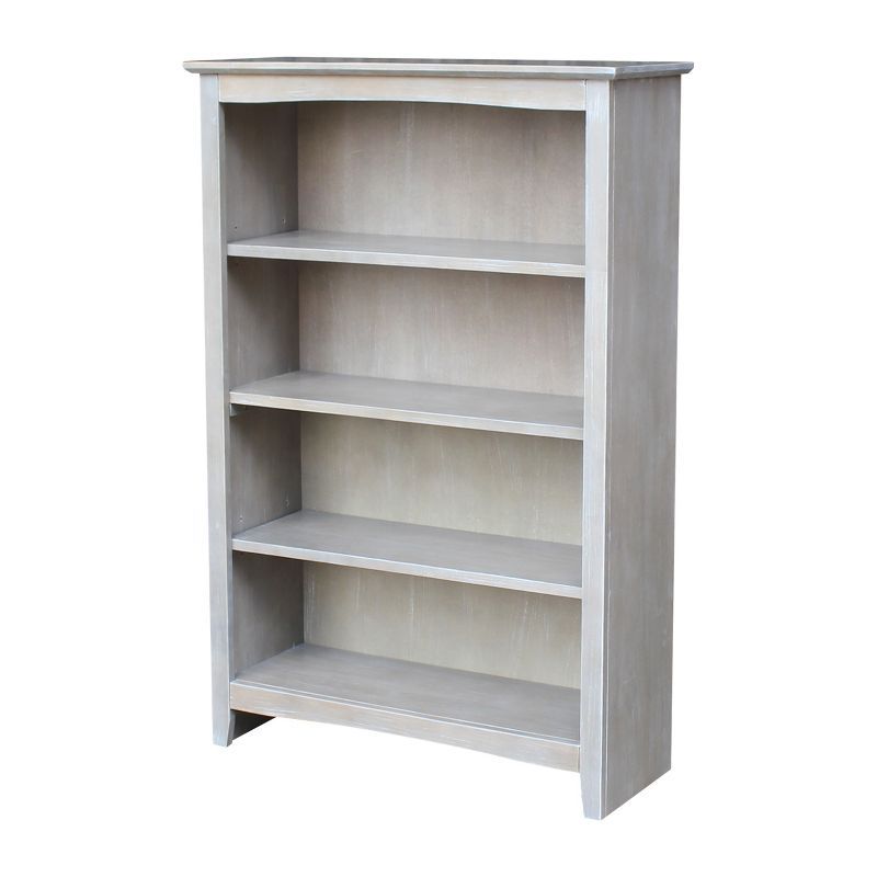 Transitional 48" Adjustable Gray Wood Shaker Bookcase