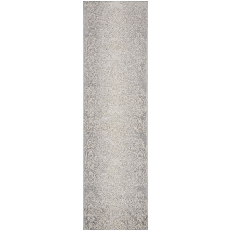 Elation Ivory Grey Handmade Floral Synthetic Area Rug