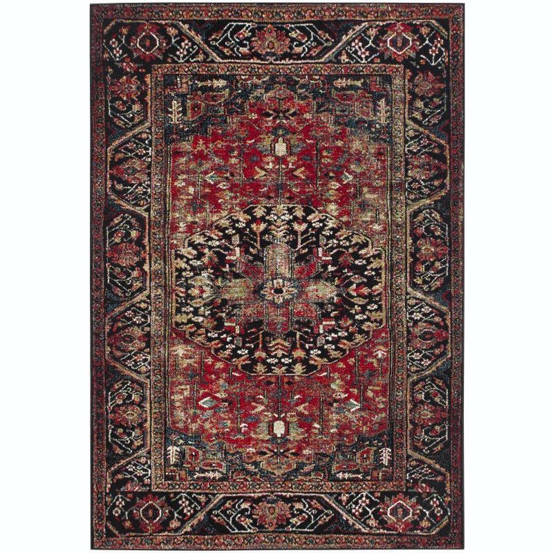 Vintage Hamadan Red & Multi Synthetic 6'7" x 9' Area Rug