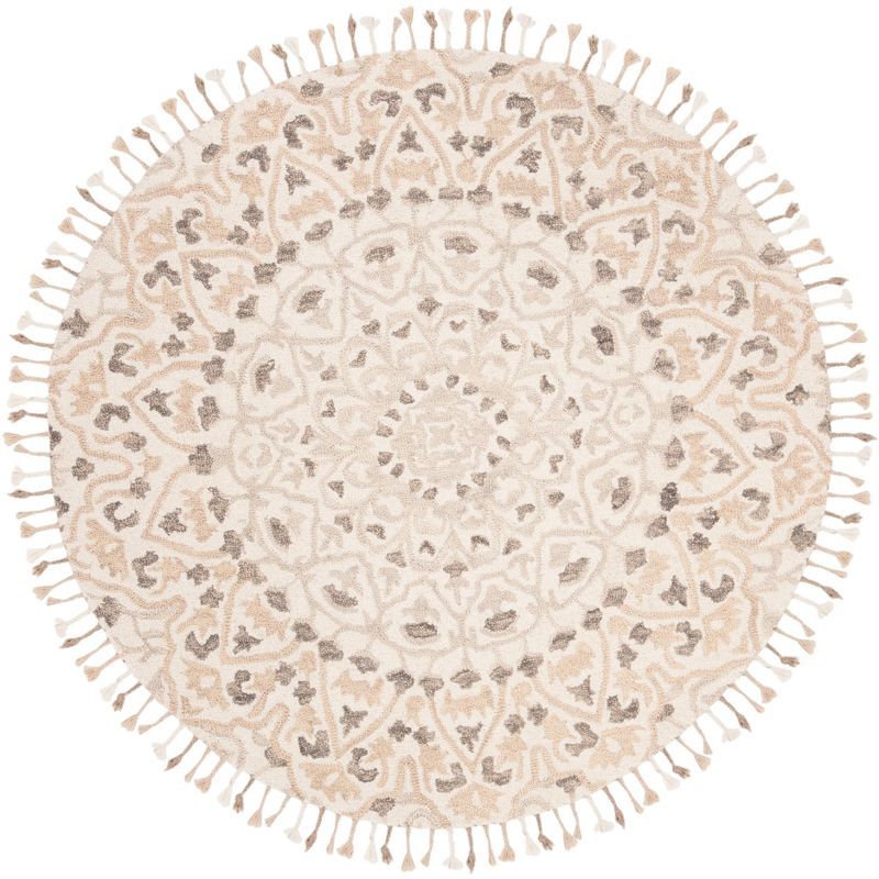 Handmade Ivory Wool Tufted Reversible Round Rug, 6' x 6'