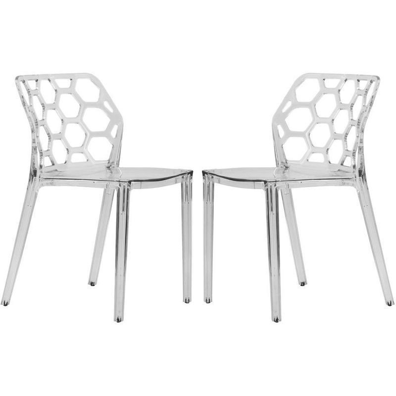 Clear Hexagon Cut-Out Stackable Acrylic Side Chair