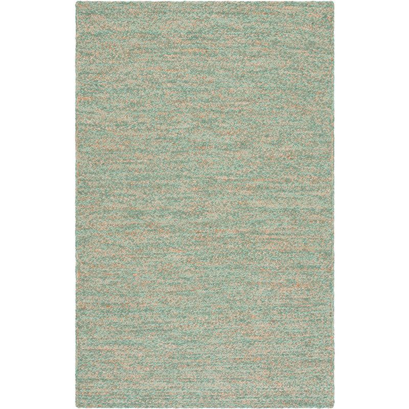 Geordie Green and Natural Hand-Knotted Wool Area Rug, 5' x 8'