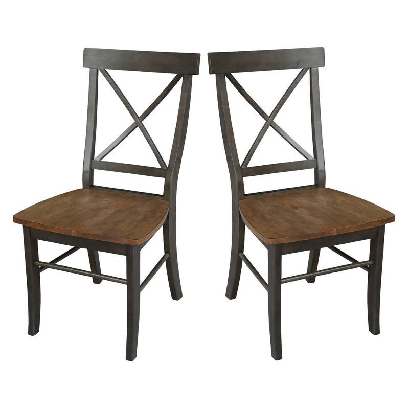 Black Cross Back Solid Wood Side Chair Set