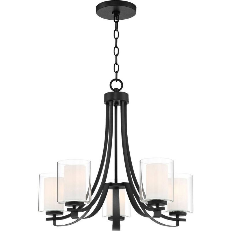 Sand Coal Nickel 5-Light Glass Chandelier Pendant