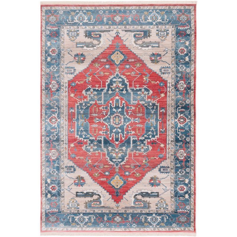 Hand-Knotted Red Synthetic Floral Motif Area Rug