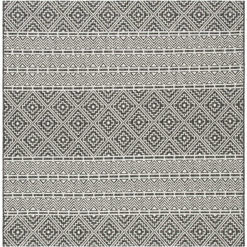 Safavieh Black and Grey Geometric Square Indoor/Outdoor Rug