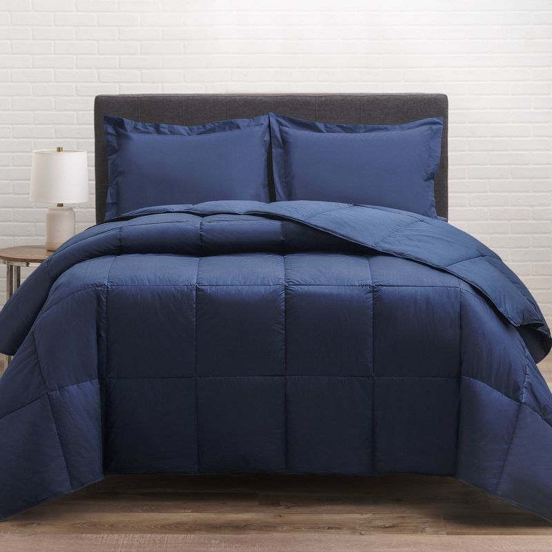 Twin Navy Organic Cotton Down Comforter