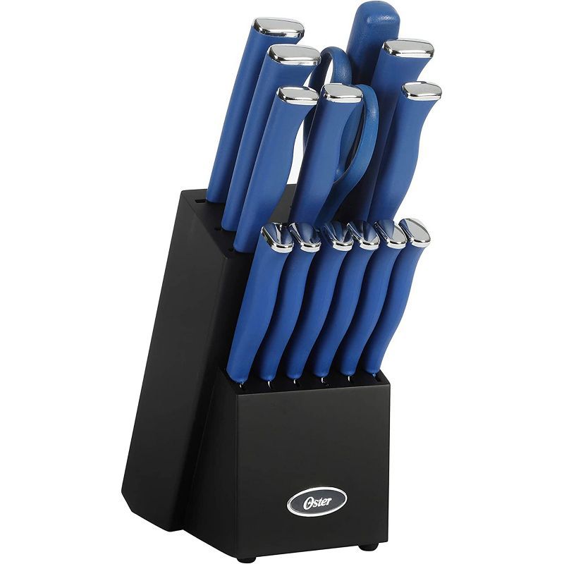 Oster Langmore 15 Piece Stainless Steel Cutlery Set with Blue Handles