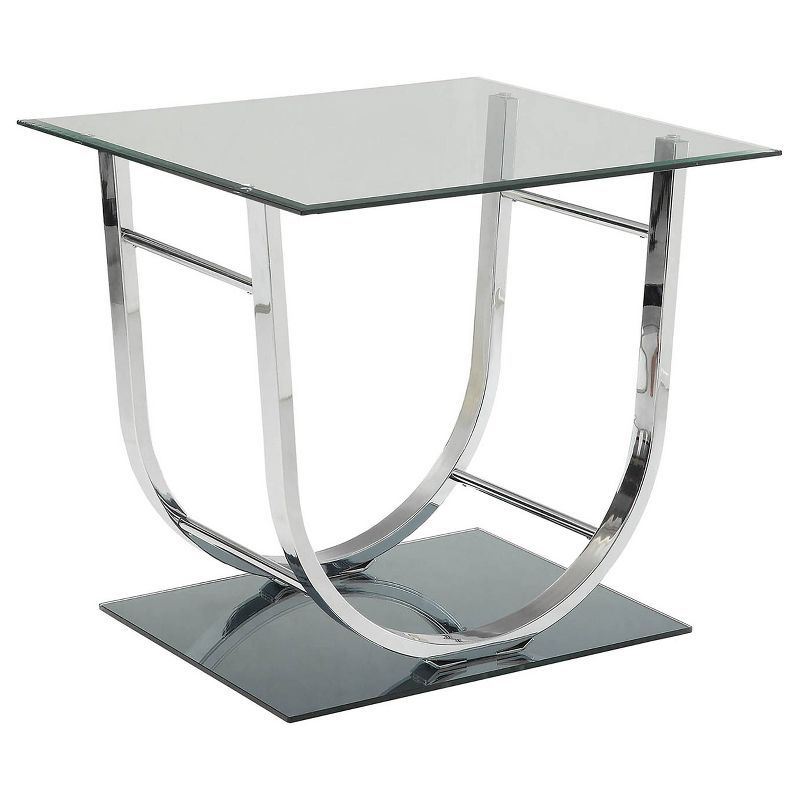 Contemporary Square Glass Top Chrome End Table