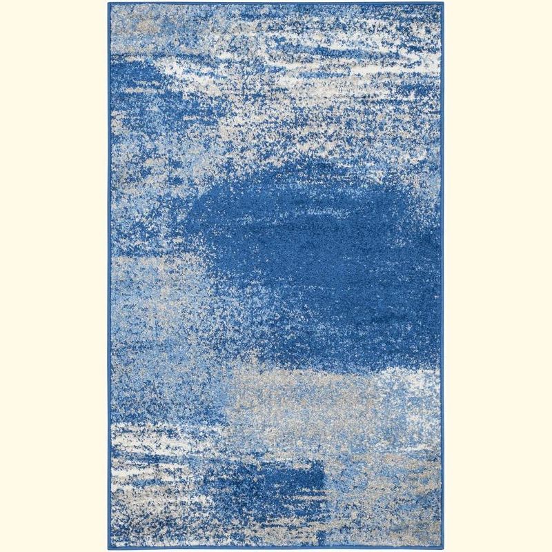 Handmade Abstract Silver & Blue Tufted Synthetic Area Rug