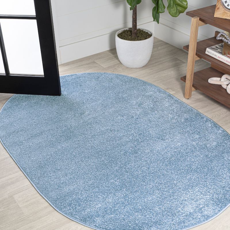 Classic Blue Oval 4' x 6' Synthetic Area Rug