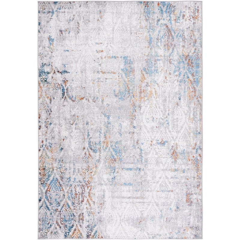 Gray Abstract Stain-Resistant Synthetic Area Rug 65" x 5"