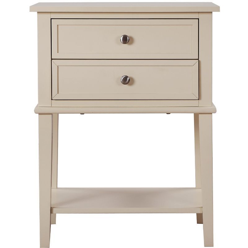 Newton Beige 2-Drawer Solid Wood Nightstand with Open Shelf