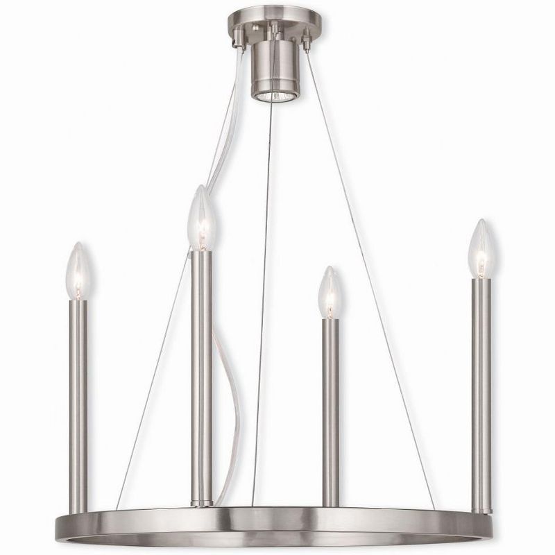 Brushed Nickel 23" Tall Candle Chandelier