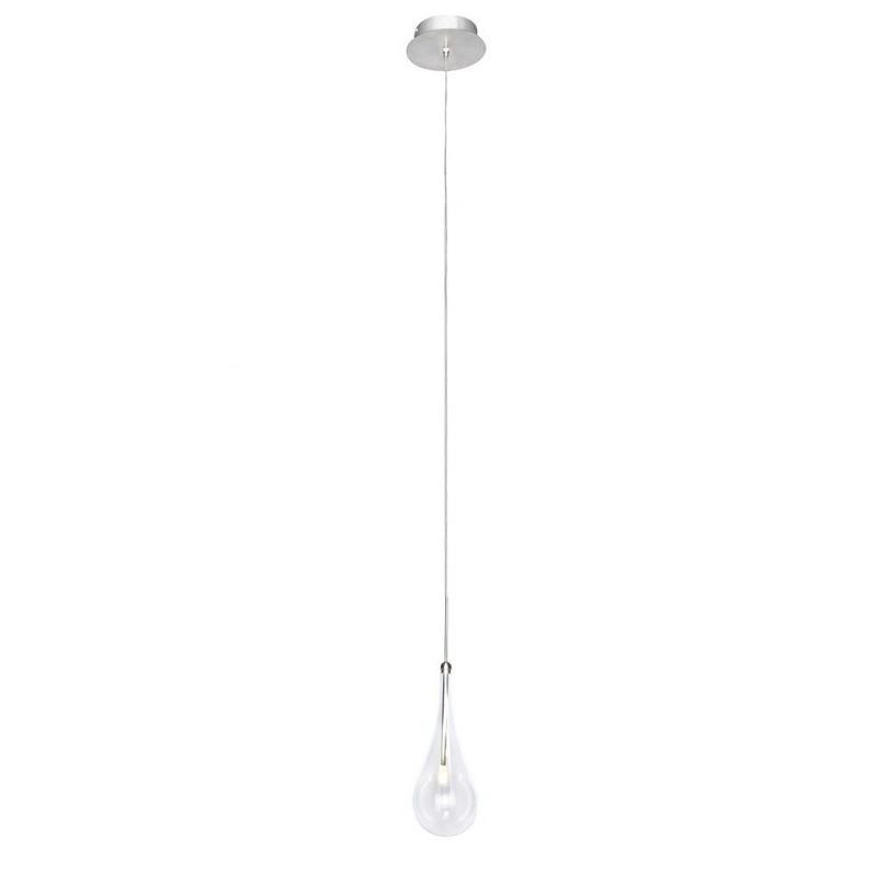 Larmes Clear Glass LED Mini Pendant Light in Polished Chrome