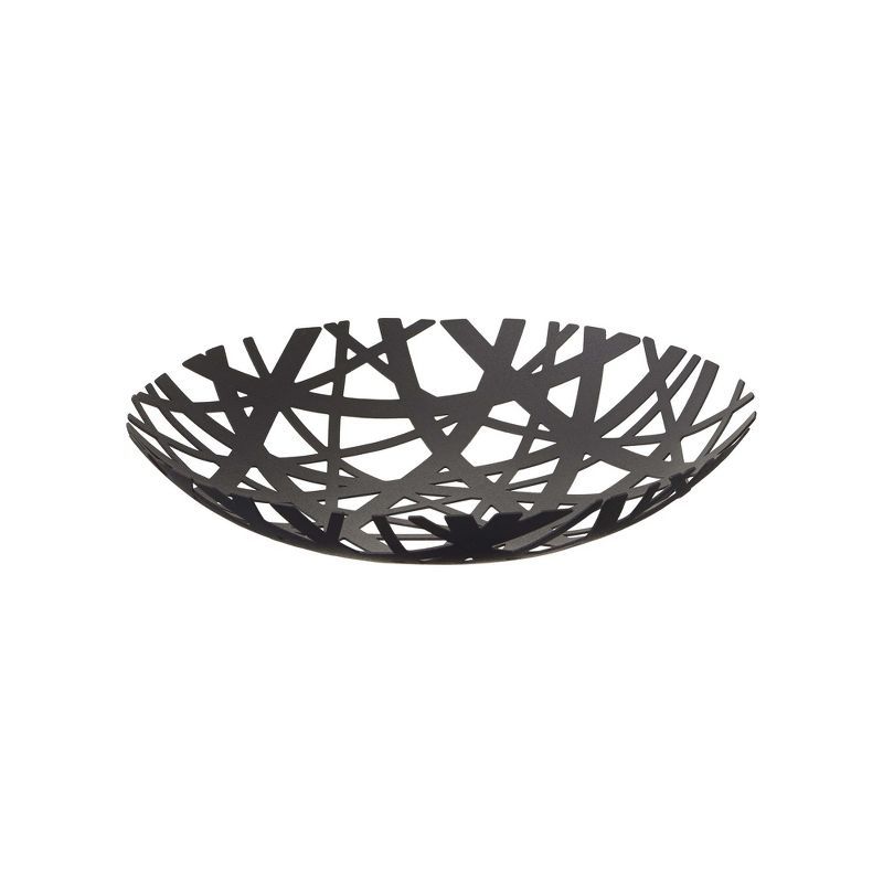 Black Steel Cut-Out Circular Fruit Bowl