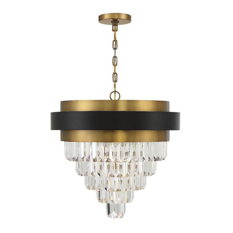 Matte Black and Warm Brass 4-Light Acrylic Gem Chandelier