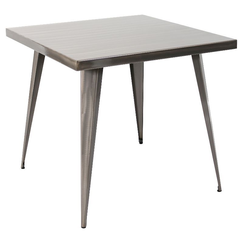 Austin 32" Brushed Silver Square Industrial Dining Table