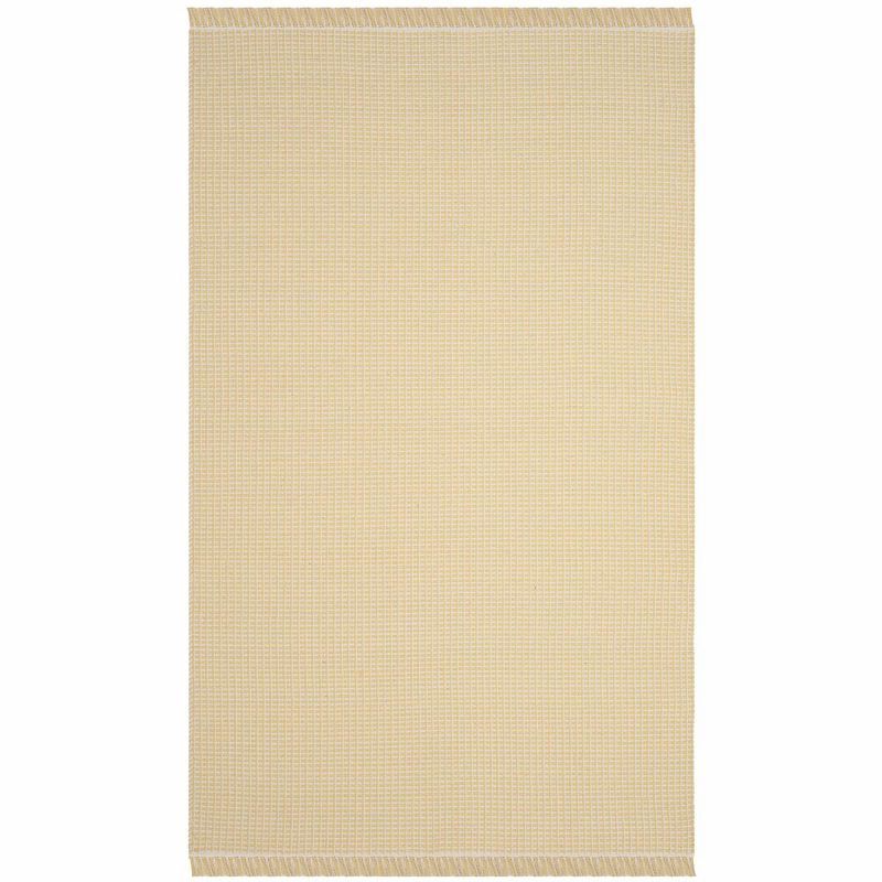 Ivory and Yellow Geometric Cotton Flat Woven Area Rug