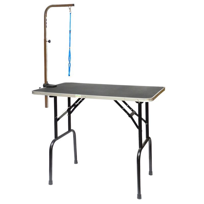 Go Pet Club 42 Inch Black Dog Grooming Table with Adjustable Arm