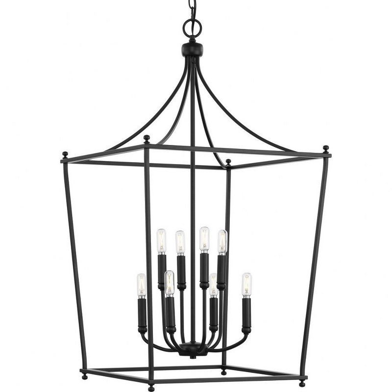 Parkhurst Matte Black 36" Steel Cage Foyer Pendant Light