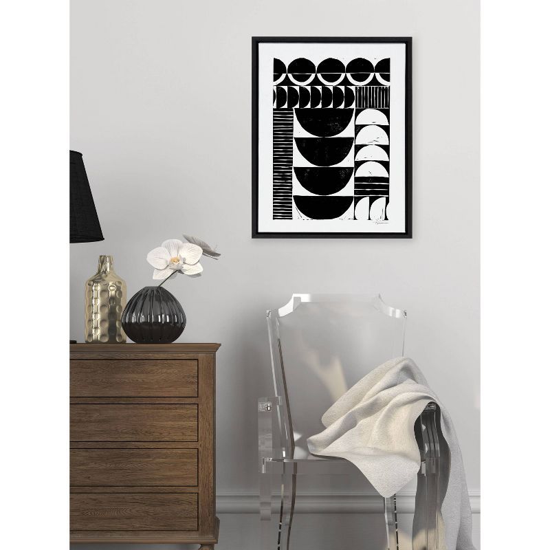 Sylvie Black and White Abstract Canvas Print with Frame