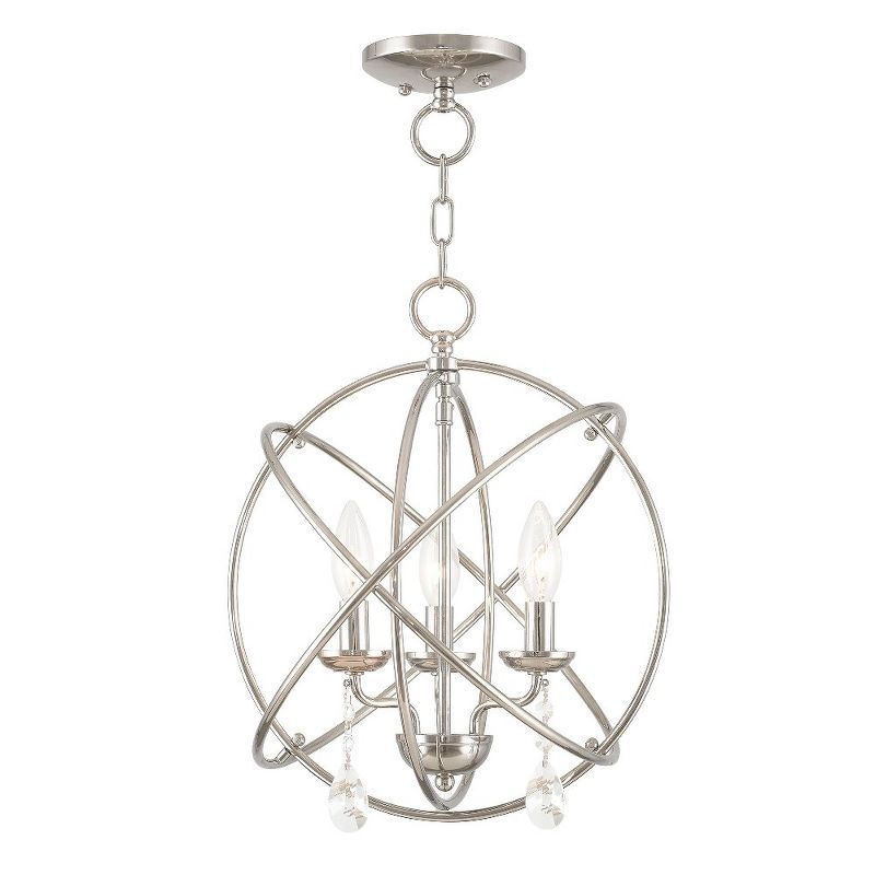 Polished Nickel Mini 3-Light Candle Chandelier